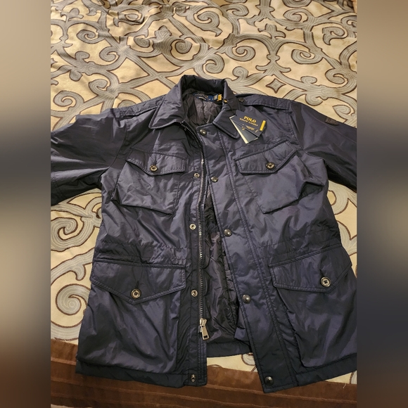 SOLD! $268 Polo Ralph Lauren Men Water Repellent Field Jacket Full Zip Navy Sz L - Picture 1 of 12